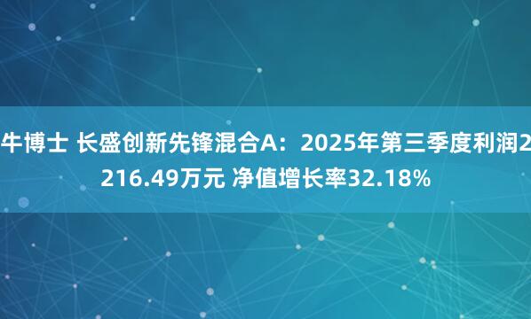 牛博士 长盛创新先锋混合A：2025年第三季度利润2216.49万元 净值增长率32.18%