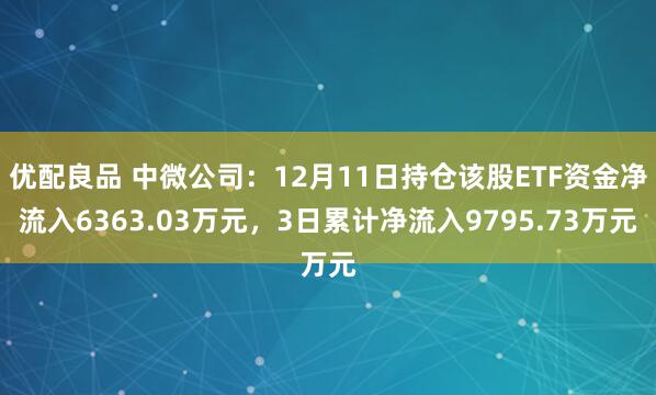 优配良品 中微公司：12月11日持仓该股ETF资金净流入6363.03万元，3日累计净流入9795.73万元
